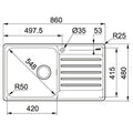Franke Bell single bowl sink 34L with right hand drainer - 18/10 stainless steel - BCX611RHD