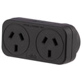 Click Black Polycarbonate Right & Left Hand Double Adaptor, Twin Pack