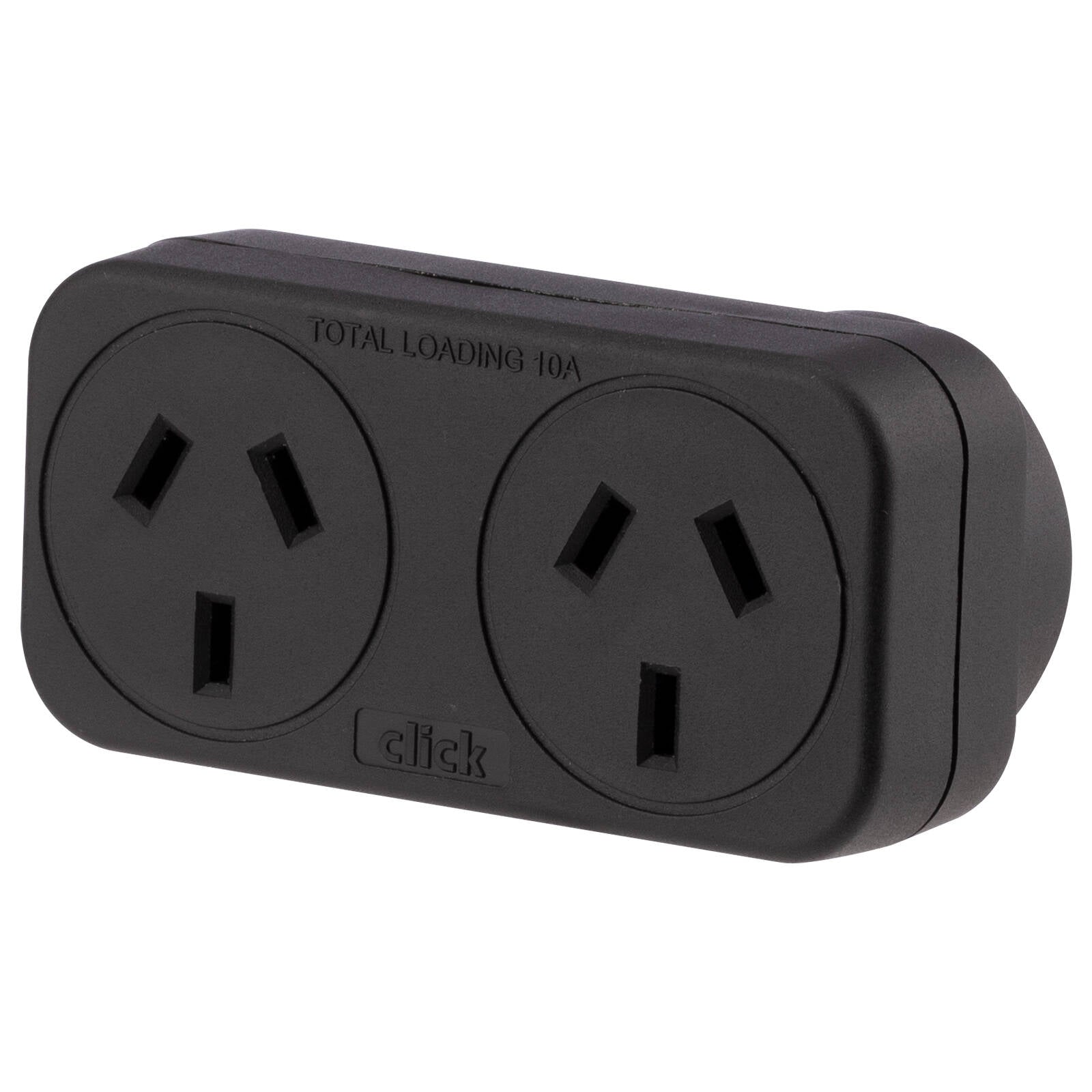 Click Black Polycarbonate Right & Left Hand Double Adaptor, Twin Pack