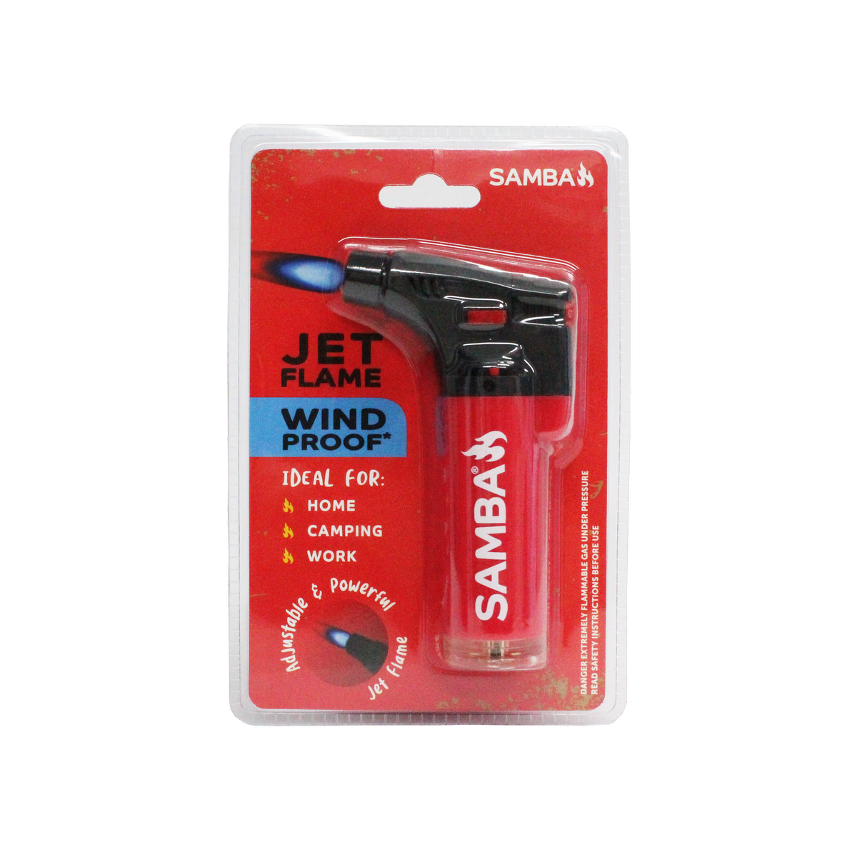 Samba Jet Flame Lighter - Compact Refillable - Windproof - Adjustable Flame - 1400°C