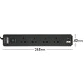 Arlec Black 4 Outlet Surge Protected Powerboard 285mm - USB A&C Charger - SuperSaverAU - view 4