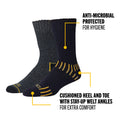 DeWalt Workwear Work Cotton Socks 2 Pack Crew Size 10-13 Men's