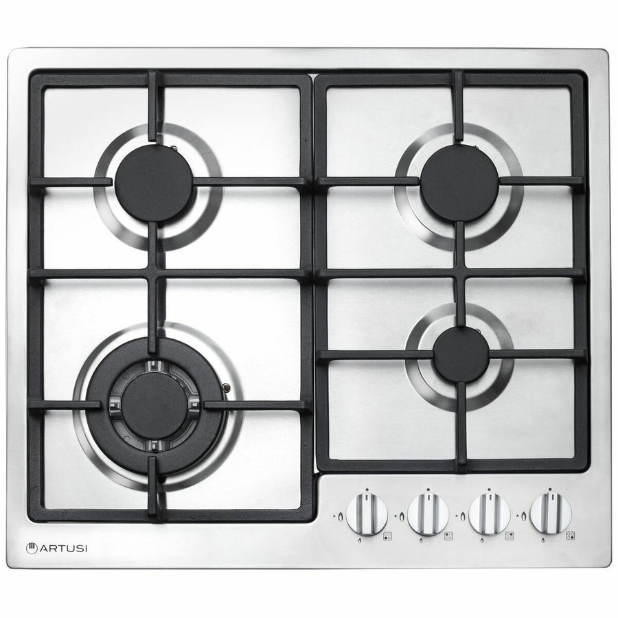 Artusi 60cm gas cooktop - Stainless steel, 4 burners with wok burner, LP conversion kit - CAGH600CIX
