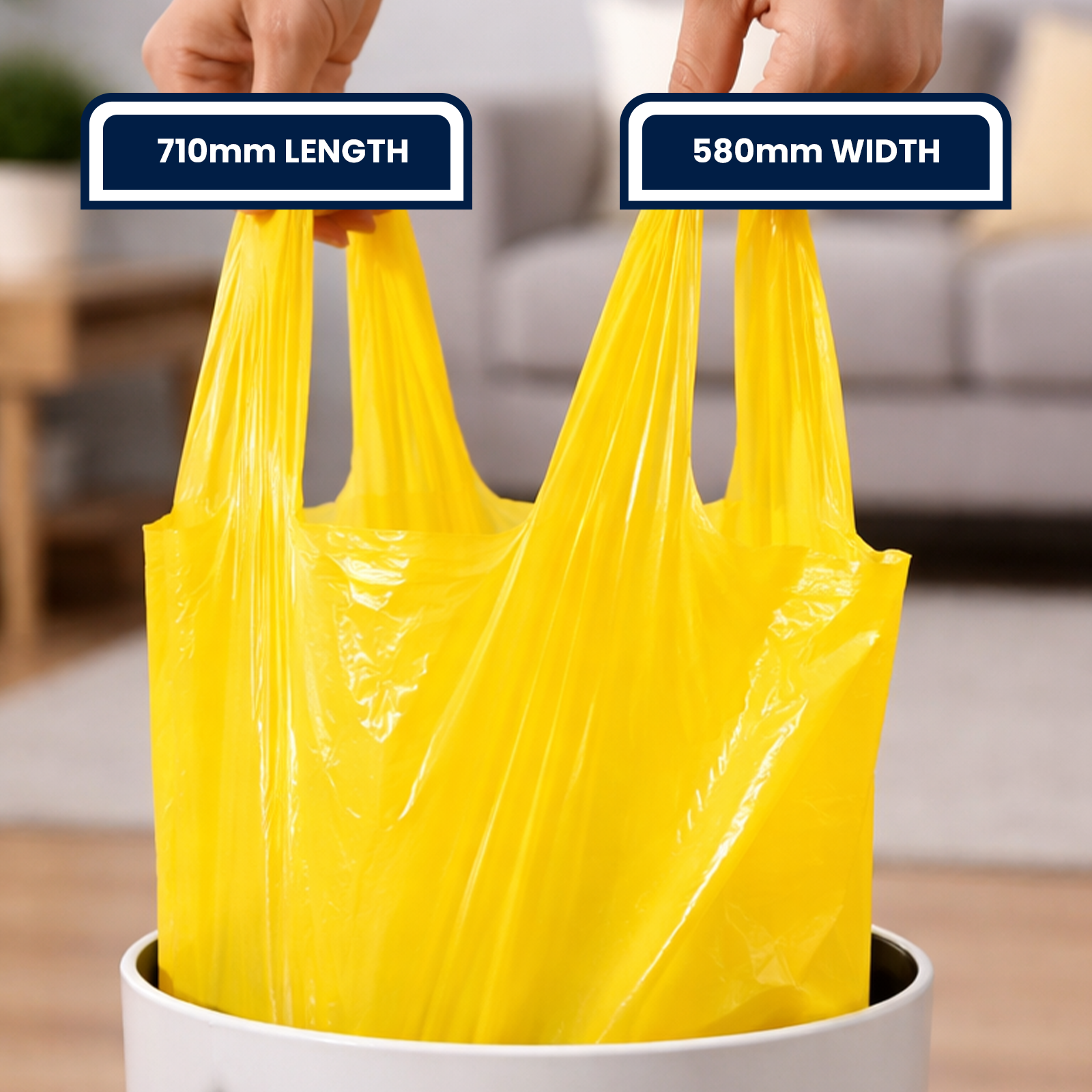 GRUNT 34L Lemon Scented Kitchen Tidy Bags, 50 Pack, HDPE with Handles