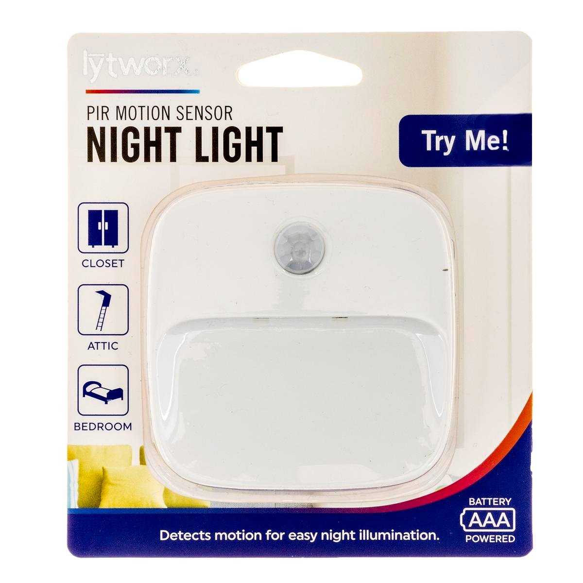 Lytworx White Square PIR Sensor Light - 80mm x 65mm x 10mm - Battery Operated