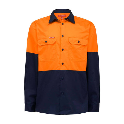 Hard Yakka Hi Vis Long Sleeve Shirt 3XL - Orange Navy - Safety Comfort - SuperSaverAU - view 1