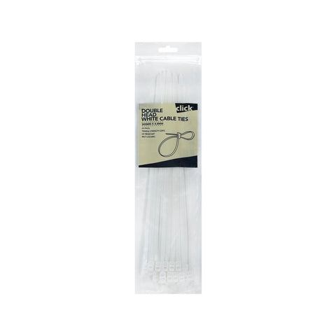 Click 300mm Double Headed Cable Tie 25 Pack - UV Resistant - White - SuperSaverAU - view 1