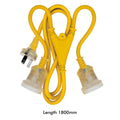 Arlec 1.8m Heavy Duty Dual Output Split Extension Lead, 240V Yellow