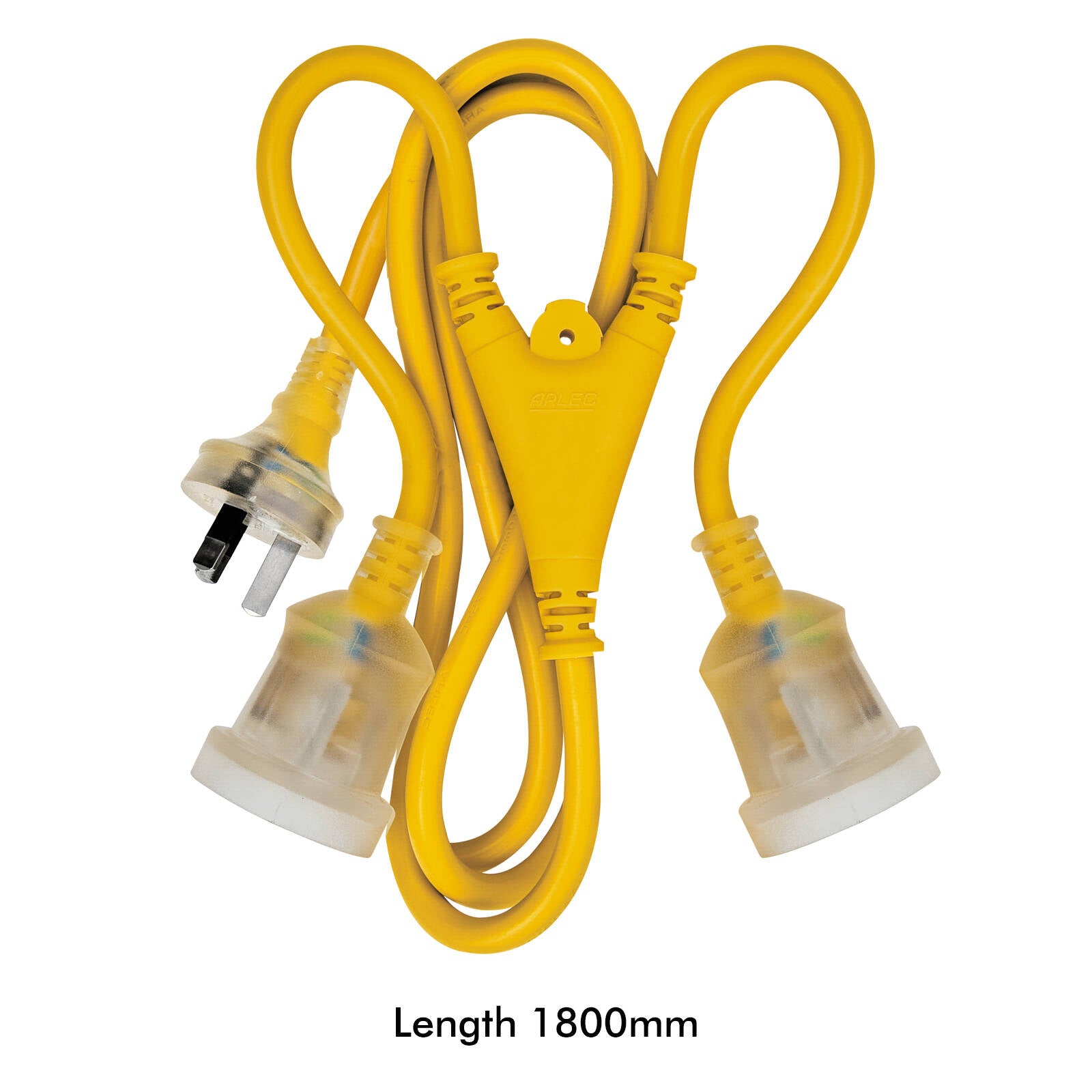 Arlec 1.8m Heavy Duty Dual Output Split Extension Lead, 240V Yellow