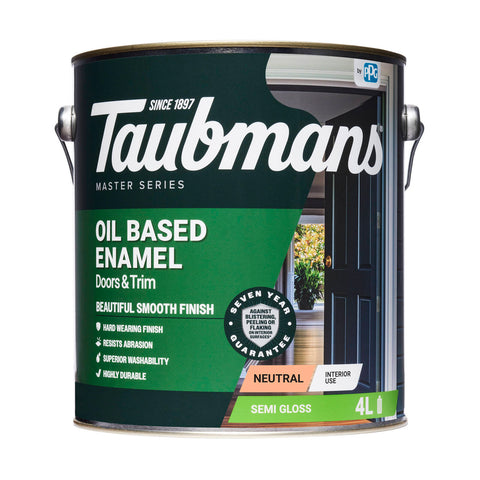 Taubmans 4L Neutral Semi Gloss Oil Based Enamel Paint Tintable