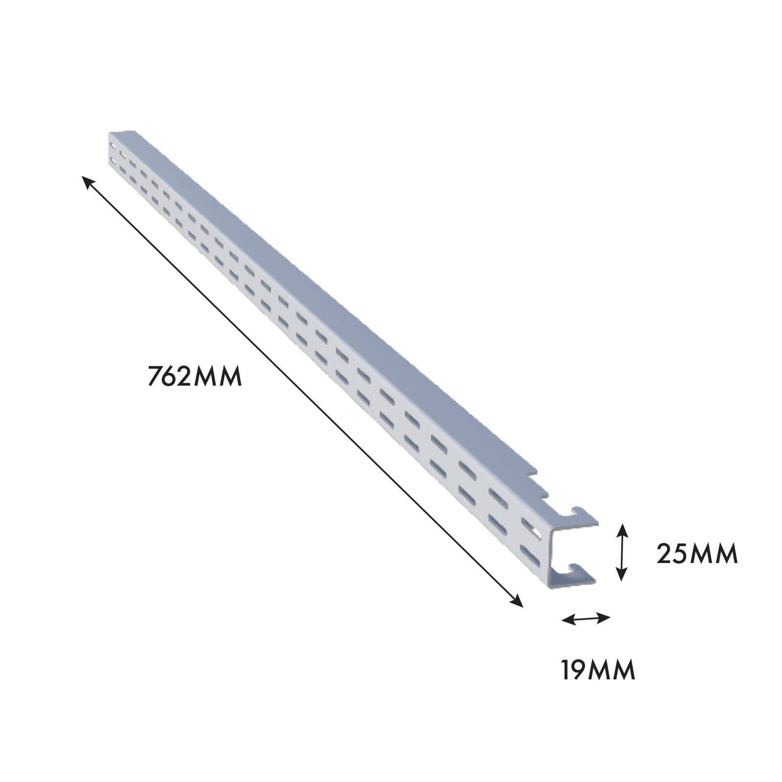 Flexi Storage Home Solutions White Double Slot Wall Strip - 762mm Steel Advanced Storage