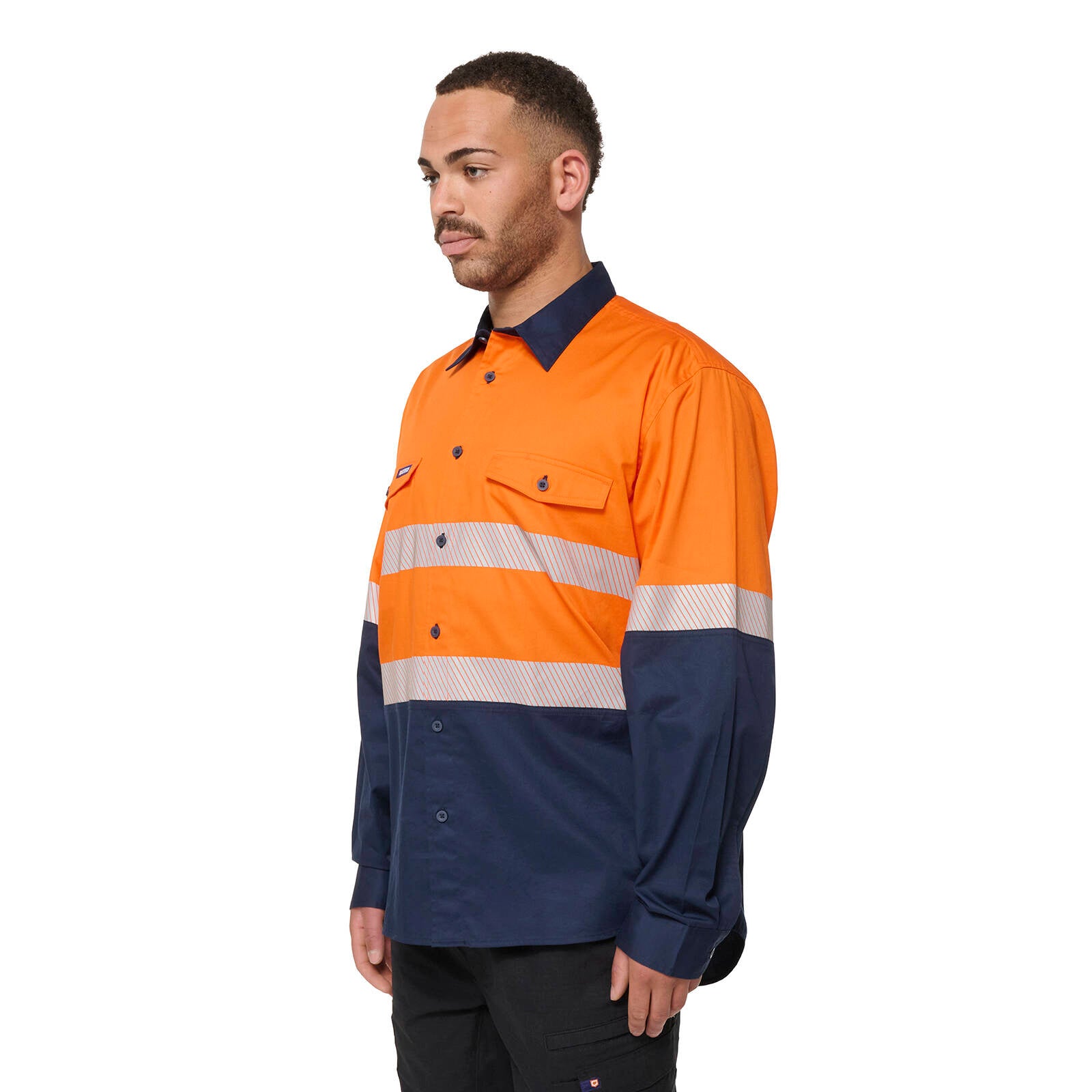 Citeco Hi Vis Taped Long Sleeve Shirt Orange/Navy Size 2XL - 100% Cotton