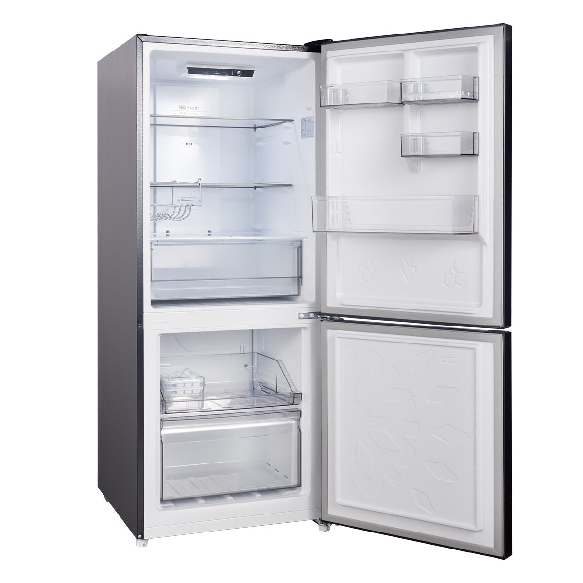 CHiQ 283L bottom mount fridge - black steel, inverter system, 5.5 star energy rating - CBM282NBS5E