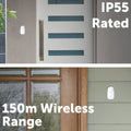 Arlec Plug in Door Chime - 150m Wireless Kinetic Push Button - White - Weatherproof - SuperSaverAU - view 2