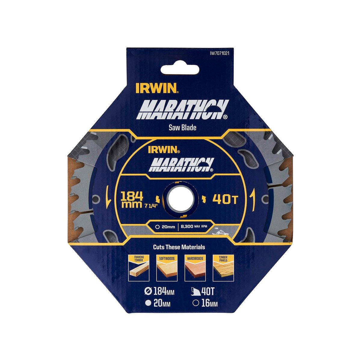 Irwin 184mm 40t Marathon Circular Saw Blade - Tungsten Carbide - Durable - SuperSaverAU - view 2