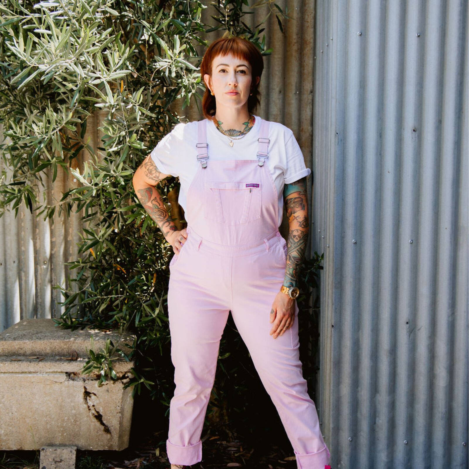 Green Hip All Women Overalls Pink Size 14 Cotton Drill Bib & Brace