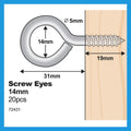 Everhang Screw Eye Hooks - 14mm - Zinc Plated - 20 Pack - SuperSaverAU - view 4