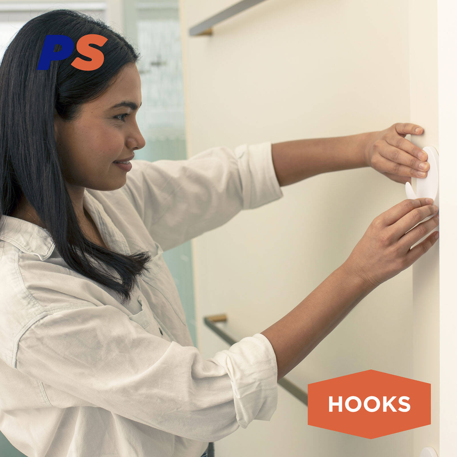 Permastik Large Self-Adhesive Vogue Hooks 3 Pack - White, Holds 1.5kg
