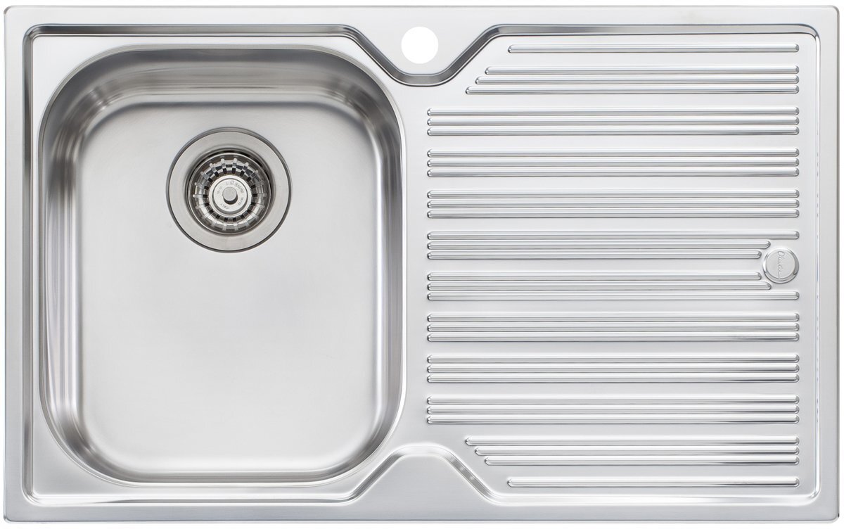Oliveri Diaz Single Bowl Right Hand Drainer Topmount Sink - 770mm Stainless Steel, 21L Bowl - DZ121
