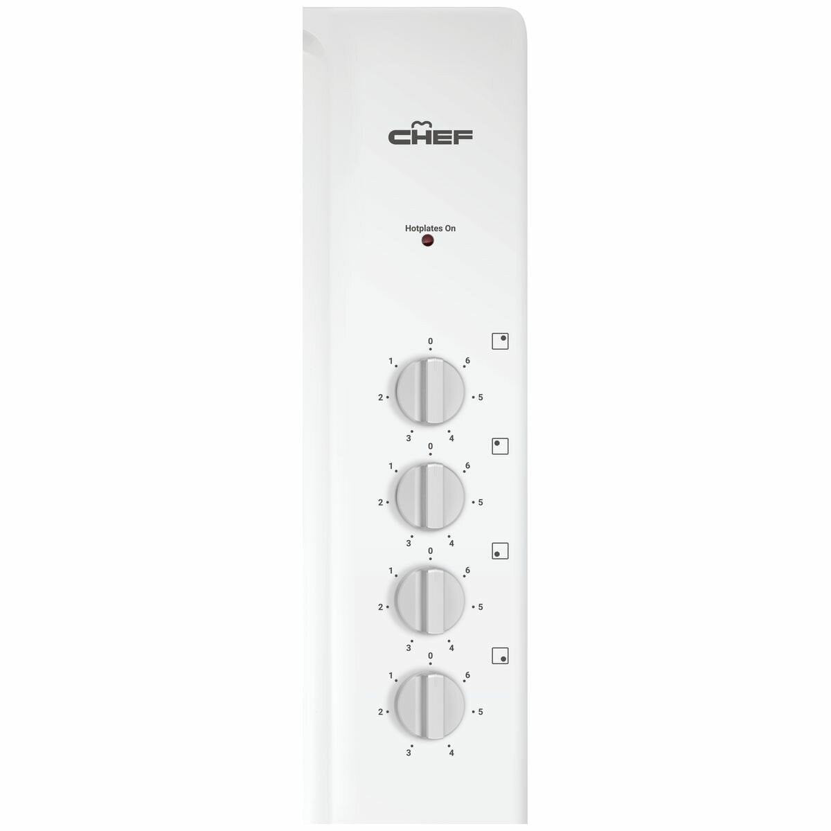 Chef 60cm electric cooktop - 4 solid hotplates, white enamel finish, red dot indicator - CHS642WB