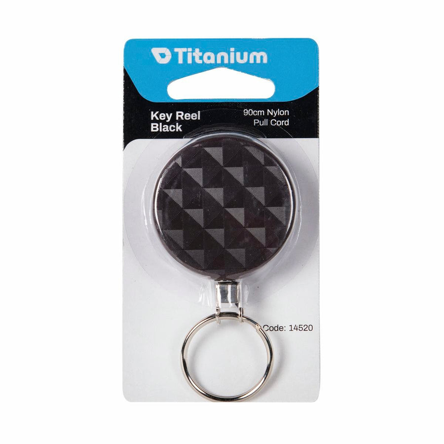 Titanium 900mm Pull Cord Key Reel - 90cm Retractable Nylon Cord - Steel Clip - SuperSaverAU - view 1