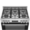Beko 90cm Dual Fuel Freestanding Oven - 130L Twin Fan, Six Gas Burners, Stainless Steel - BFC918GMX1