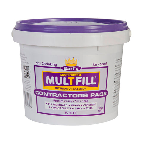Earl's 3kg White MulTfill Ready to Use Filler, Water Based, Interior and Exterior