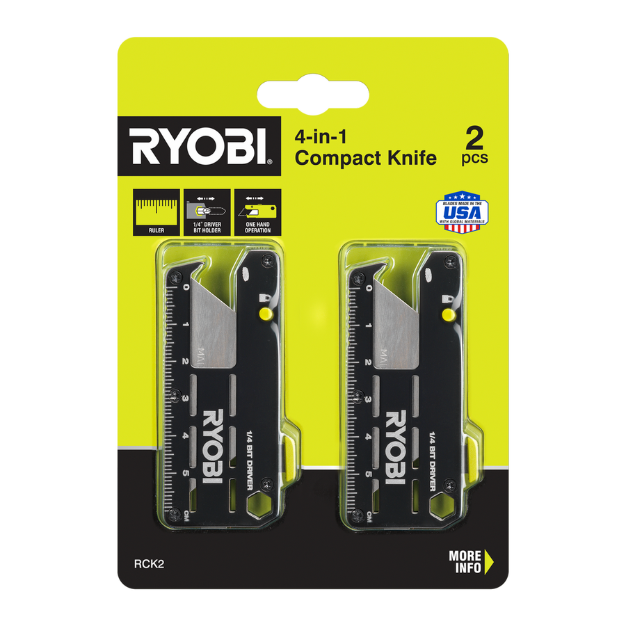 Ryobi 4 in 1 Compact Knife Set - 2 Piece - 30mm x 8mm x 74mm - Multi-Tool - SuperSaverAU - view 1