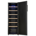 LeCavist 168 Bottle Single Zone Ageing Wine Fridge - Black, Five Steel Shelves with Wood Trim - LKV168PNDX