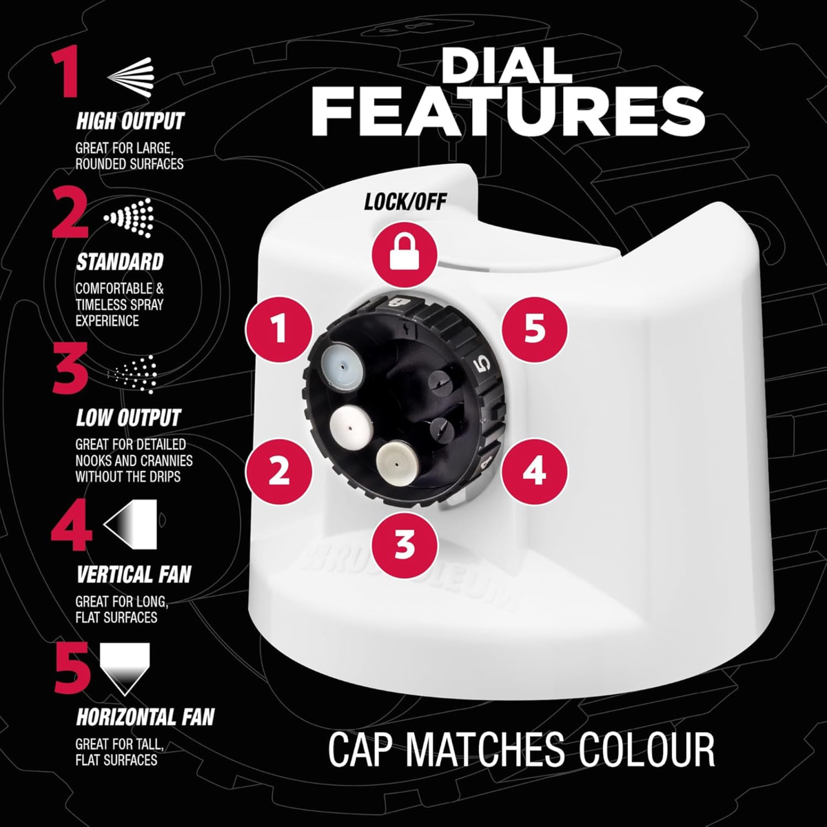 Rust Oleum Custom Spray 5 in 1 Gloss White 340g - 5 Spray Patterns - Fast Drying - SuperSaverAU - view 3