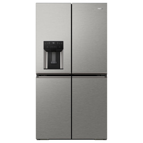 Haier 601L Quad Door Fridge - Satina Silver - Plumbed Ice and Water Dispenser - SwitchZone - HRF680YZS
