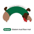 Dachshund U-Shaped Toilet Floor Mat, Non-Slip Diatom Mud - Green