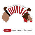 Dachshund U-Shaped Toilet Floor Mat, Non-Slip Diatom Mud - Red