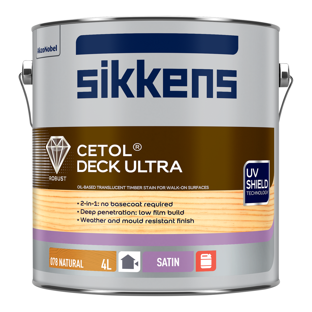 Sikkens Natural Cetol Deck Ultra 4L - 210mm x 190mm x 210mm - Satin Finish - SuperSaverAU - view 1