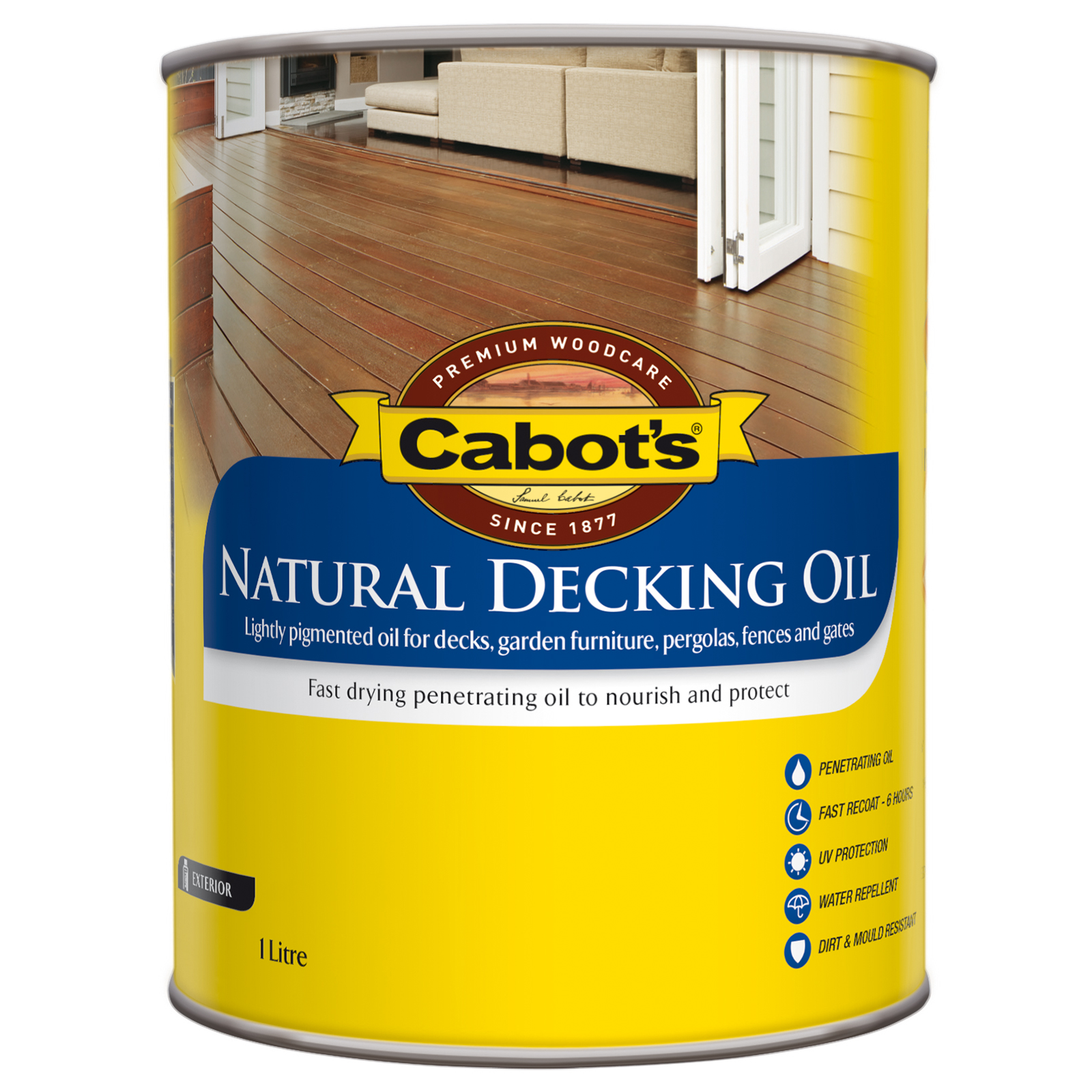 Cabot's 1L Merbau Natural Decking Oil, Oil Based UV Resistant Splatter Resistant
