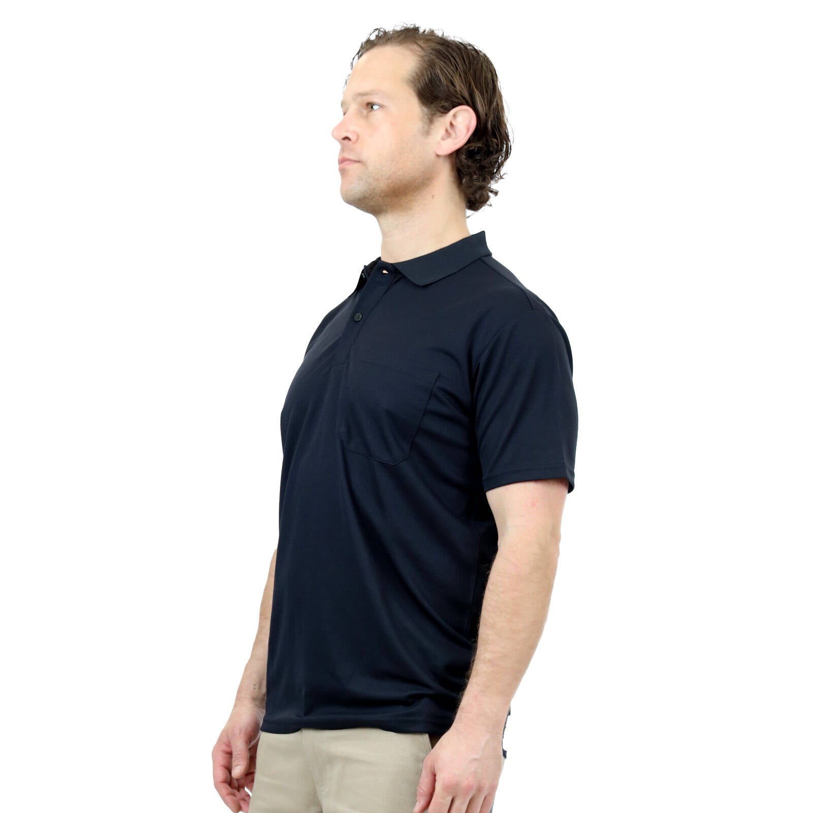 Craftright Black Short Sleeve Polo - Men's Medium, 100% Polyester
