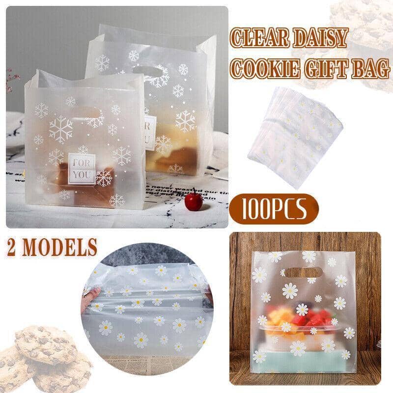 Daisy Cookie Gift Bags with Handle, Plastic, 20 x 30 cm, Pack of 100 - White - view 2