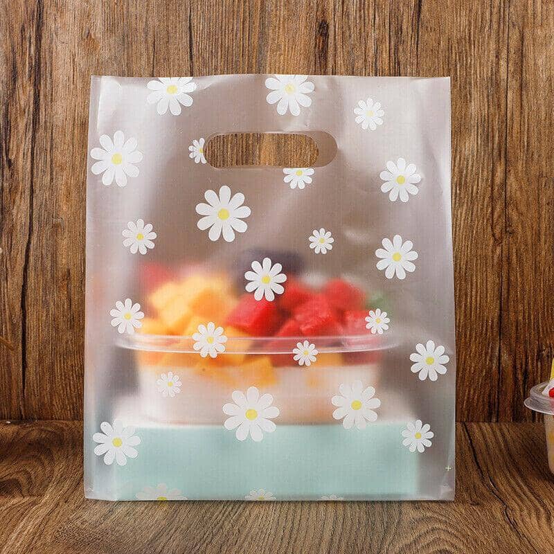 Daisy Cookie Gift Bags with Handle, Plastic, 20 x 30 cm, Pack of 100 - White - view 4