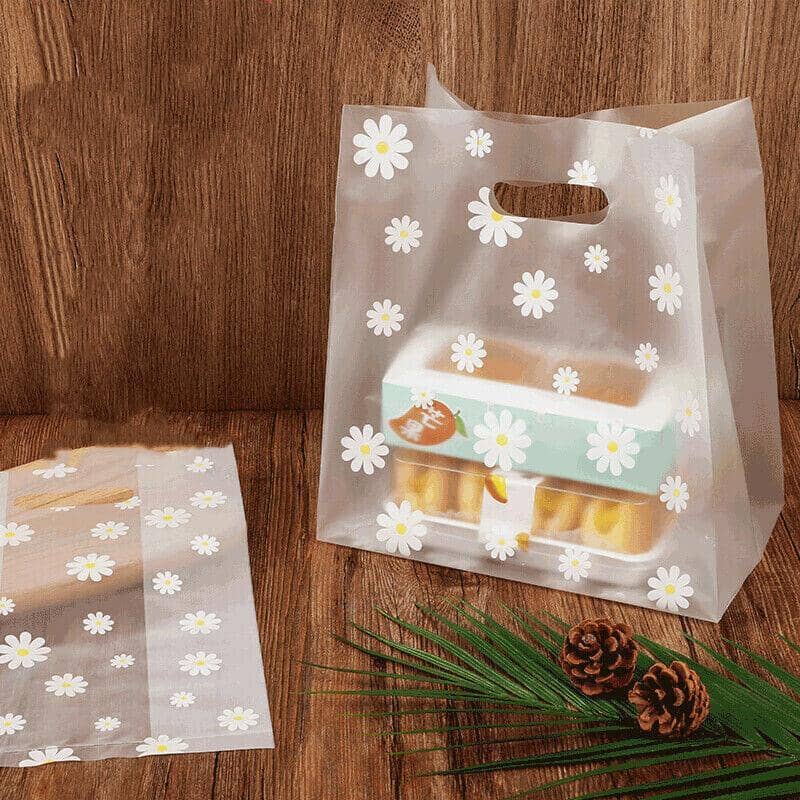 Daisy Cookie Gift Bags with Handle, Plastic, 20 x 30 cm, Pack of 100 - White - view 5