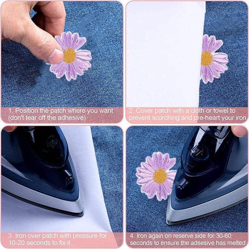 Daisy Iron on Embroidered Patches for Clothing Repair and DIY Crafts, Pack of 6 - view 5