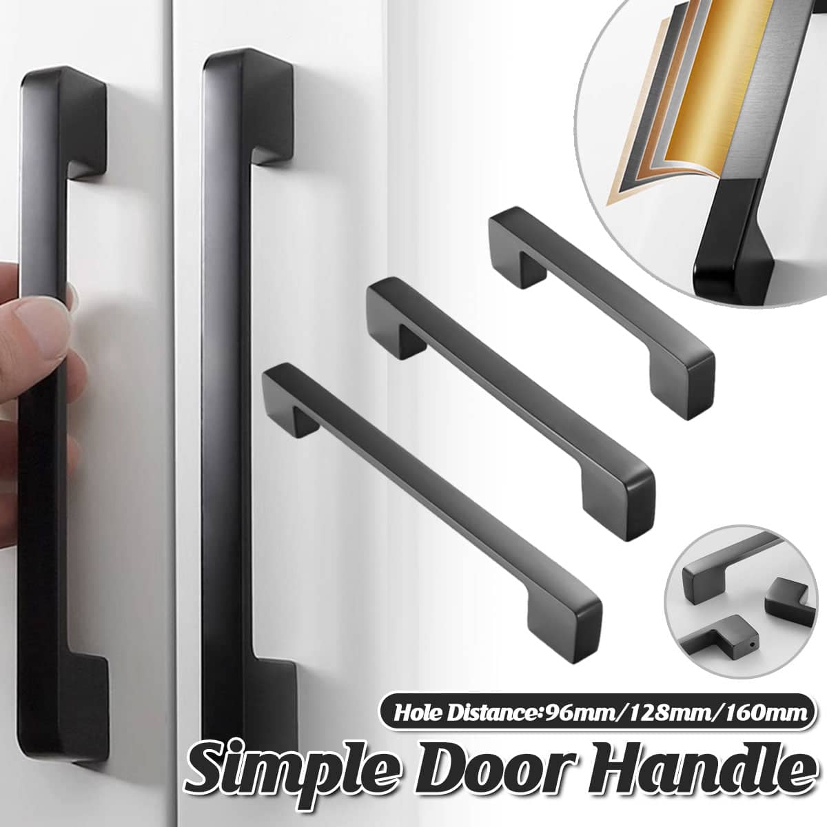 Dark Grey Modern Wardrobe Handle, Matte Finish - 160 mm Hole Spacing - view 2