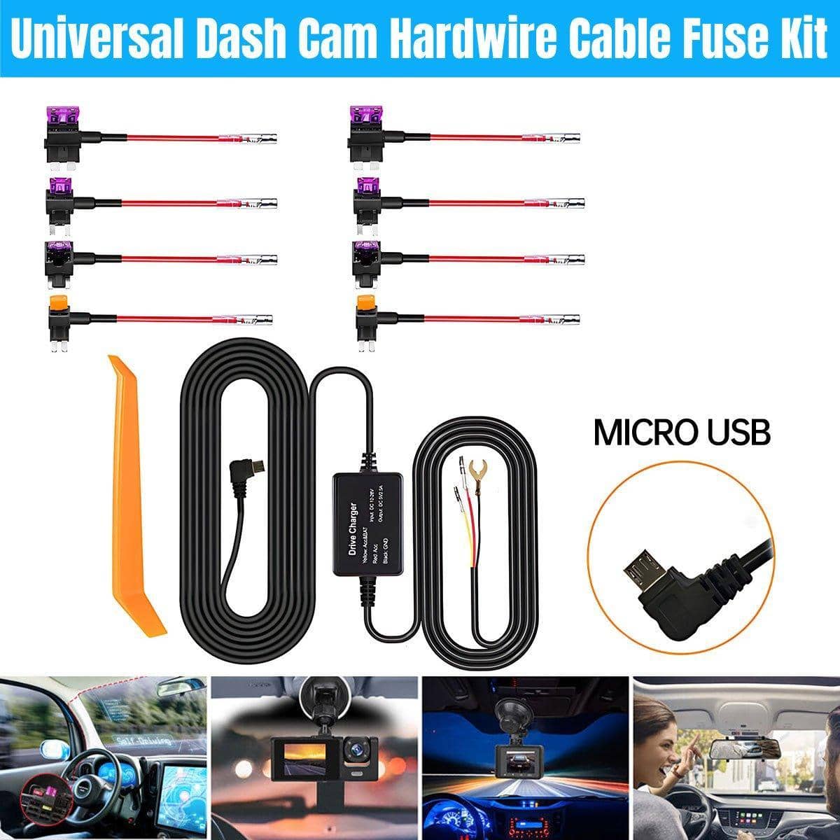 Dashcam Hardwire Kit with 24-Hour Parking Monitor Power Cord