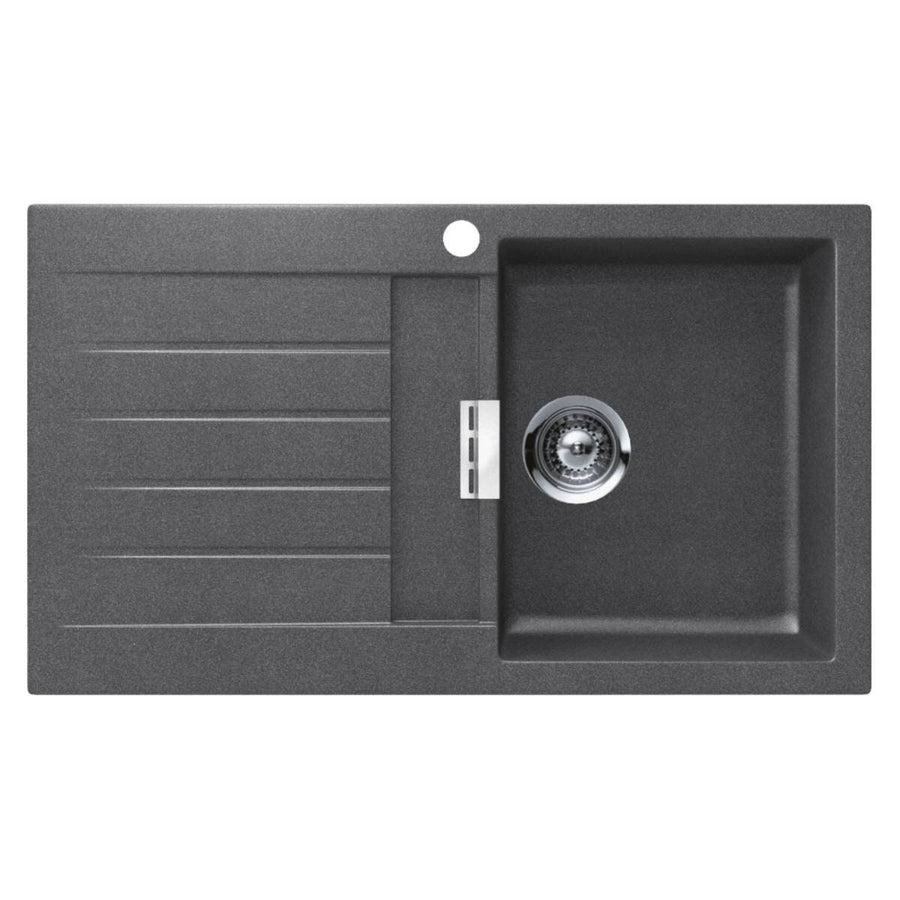 Abey Single Bowl Topmount Sink - 28L Granite Cristadur, Left Hand Drainer, Stone - D100SR