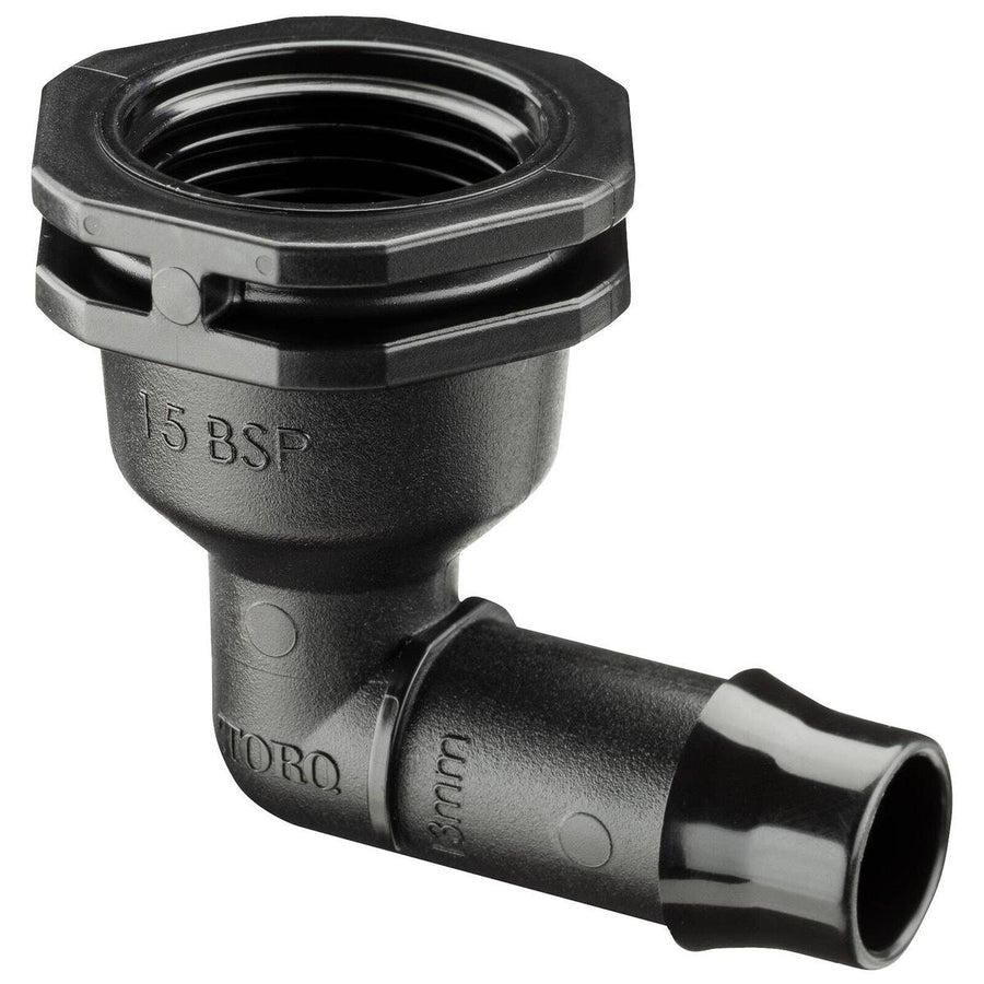 Toro Barbed Female Threaded Elbow - 13 x 15mm - Black - Single - Irrigation - SuperSaverAU - view 1