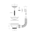 Turner Hastings 90 x 50mm Basket Waste with Overflow Kit and Long Thread - Stainless Steel - 90BW-O/F