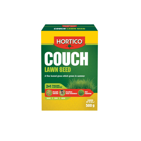 Hortico 500g Couch Lawn Seed, Drought Tolerant Warm Season Grass, Covers 50sqm