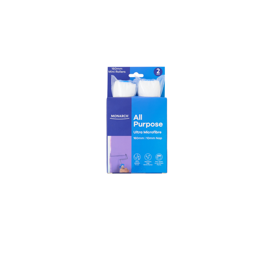 Monarch 160 Mini Rollers 2 Pack - 10mm Nap - Ultra Microfibre - Blue - SuperSaverAU - view 1