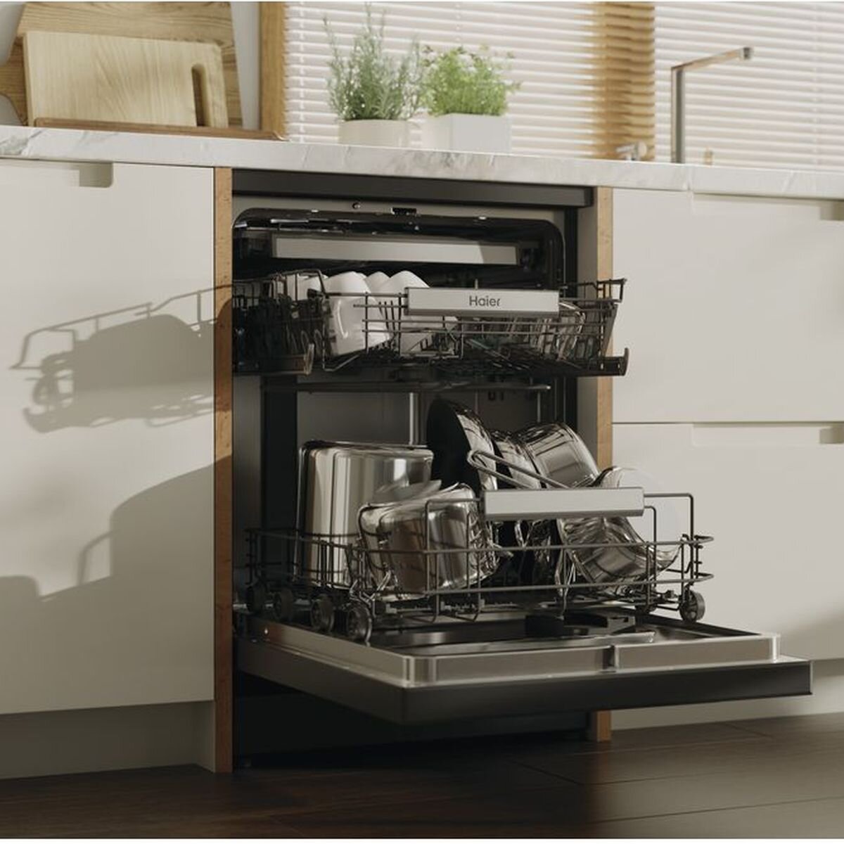 Haier 60cm Black Freestanding Dishwasher - DualPower Spray Arm - Steam and Hygiene Programs - HDW15F4B1