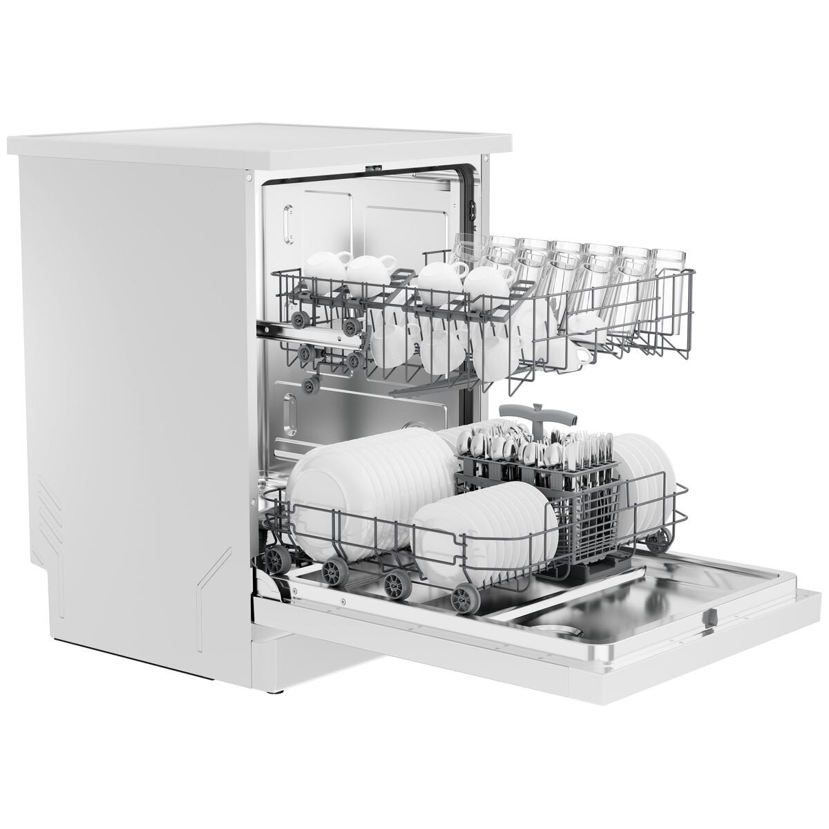 Haier 60cm 300 Series Freestanding Dishwasher - 13 Place Settings - White - Auto Wash Sensing - HDW13F0W1