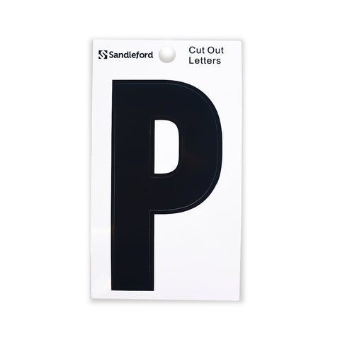 Sandleford 85mm Black Self Adhesive Cut Out House Letter P - Weather Resistant